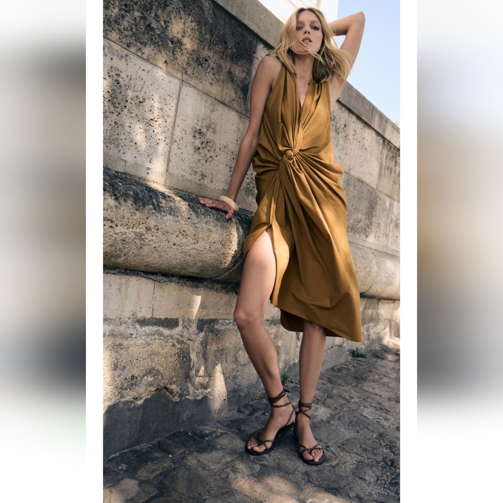 🆕️ Zara Oversized Knotted Poplin Dress